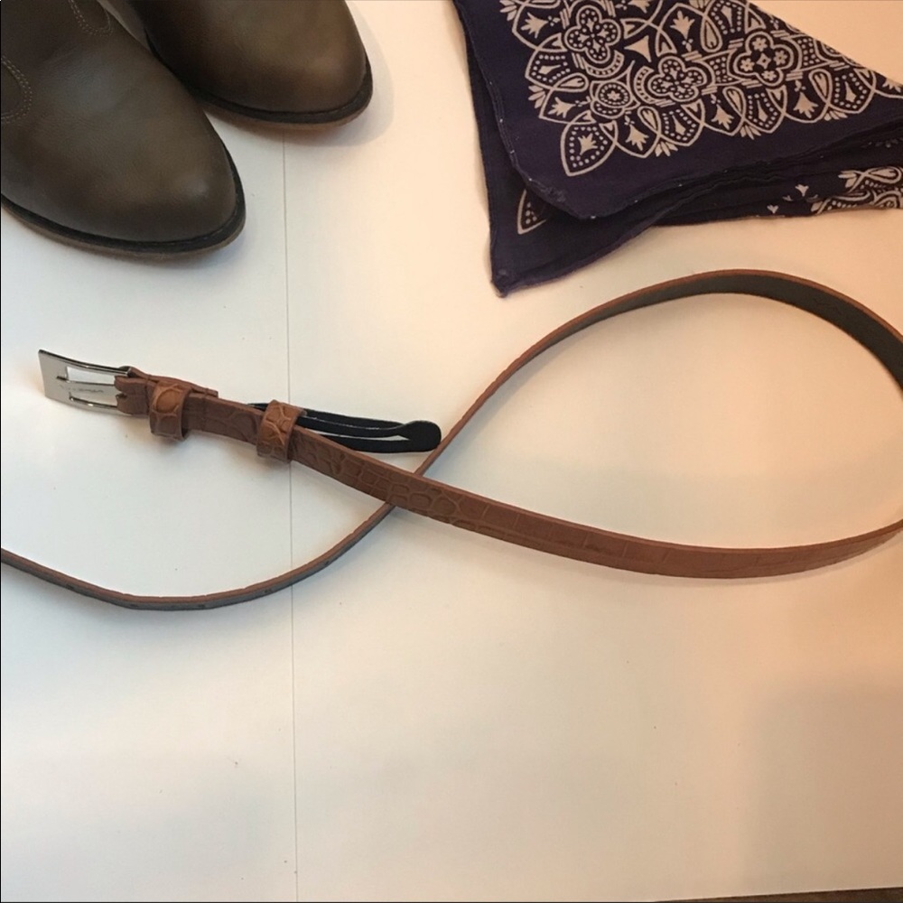 Via Spiga Italian Leather Crocodile Print Belt